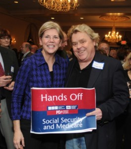 Warren, in 2011,  with PDA head Tim Carpenter - once a leader of Orange County Democratic Socialists of America