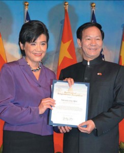 Judy Chu with Qiu Shaofang, China's consul general in Los Angeles