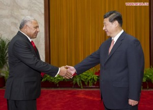 Chinese President Xi Jinping, Fijian Prime Minister Josaia  (Frank) Bainimarama