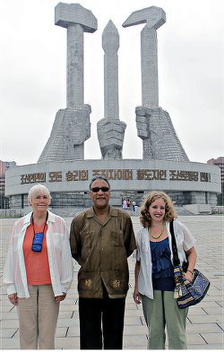 Larry Holmes, center, North Korea July 2013.
