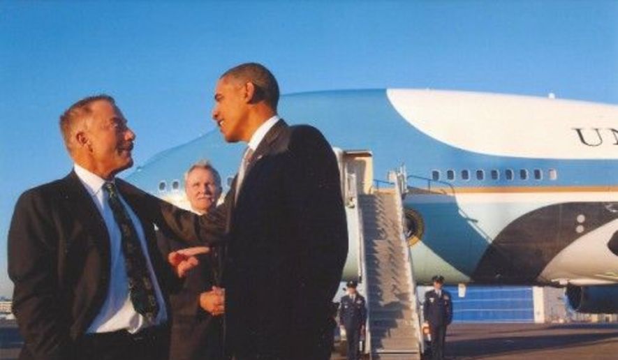 Terry Bean with Obama by Air Force One via Washington Times