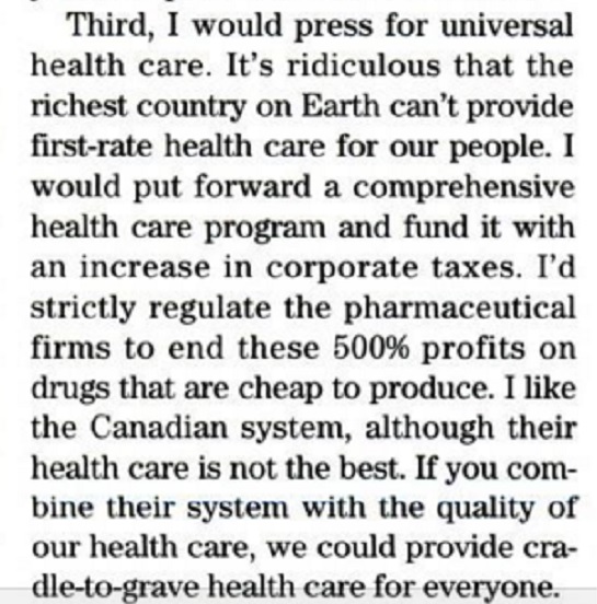 Trump Universal Healthcare proposal from 2000 via the Advocate