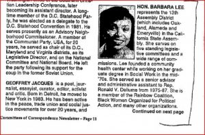 Committees of Correspondence NCC profiles, Corresponder, Vol. 2, Number 1, 1993
