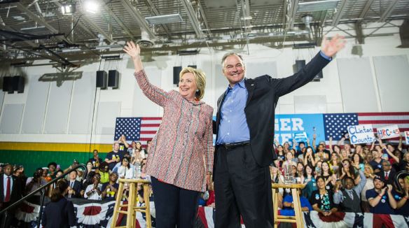 Hillary Clinton with Tim Kaine earlier this month via Twitter